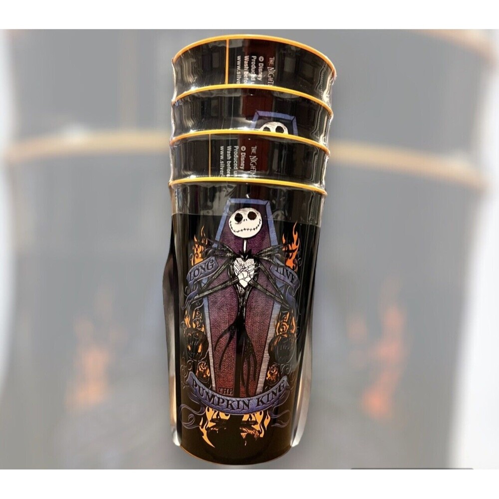 Disney Nightmare Before Christmas 4-Pack Plastic Tumbler Cups Halloween 22 Onz